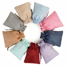 25-100 Pcs Wedding Burlap Bags Linen Jewelry Pouches Jute Hessian Gift Bag Favor