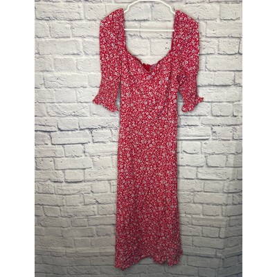 Mi Ami for Francesca s Dark Pink/Red Floral Dress, Slit Front Size XL NEW w/TAGS