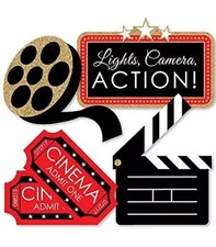 Big Dot of Happiness Hanging Red Carpet Hollywood Outdoor Movie Night Party 10pc