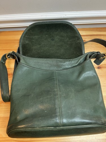 Vintage Rare Coach Large Green Leather Crossbody Shoulder Bag Purse No. 0524-340 - Picture 11 of 24