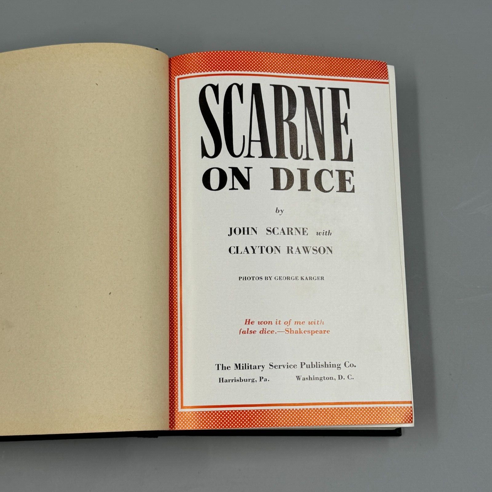 Scarne On Dice Military Edition By John Scarne & Clayton Rawson 1949