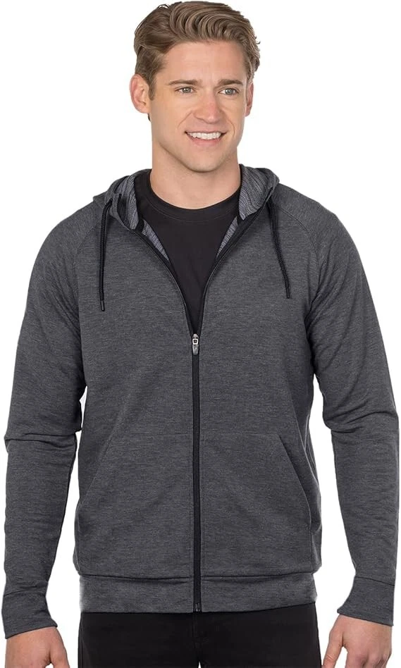 Sudadera con Capucha de Terry Francés Tri Mezcla para Hombre Canguro Bolsillo Cremallera Sudadera 2x 3x 4x Foto 2 de 3
