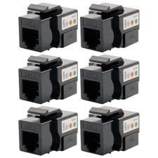 6x Cat3 RJ11 RJ12 Telephone Phone Line Keystone Jack 110 Punch Down 6P6C Black