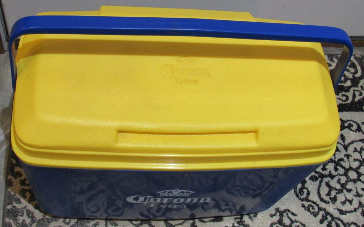 Vintage Corona Extra Plastic Beer Cooler / Ice Chest blue & yellow