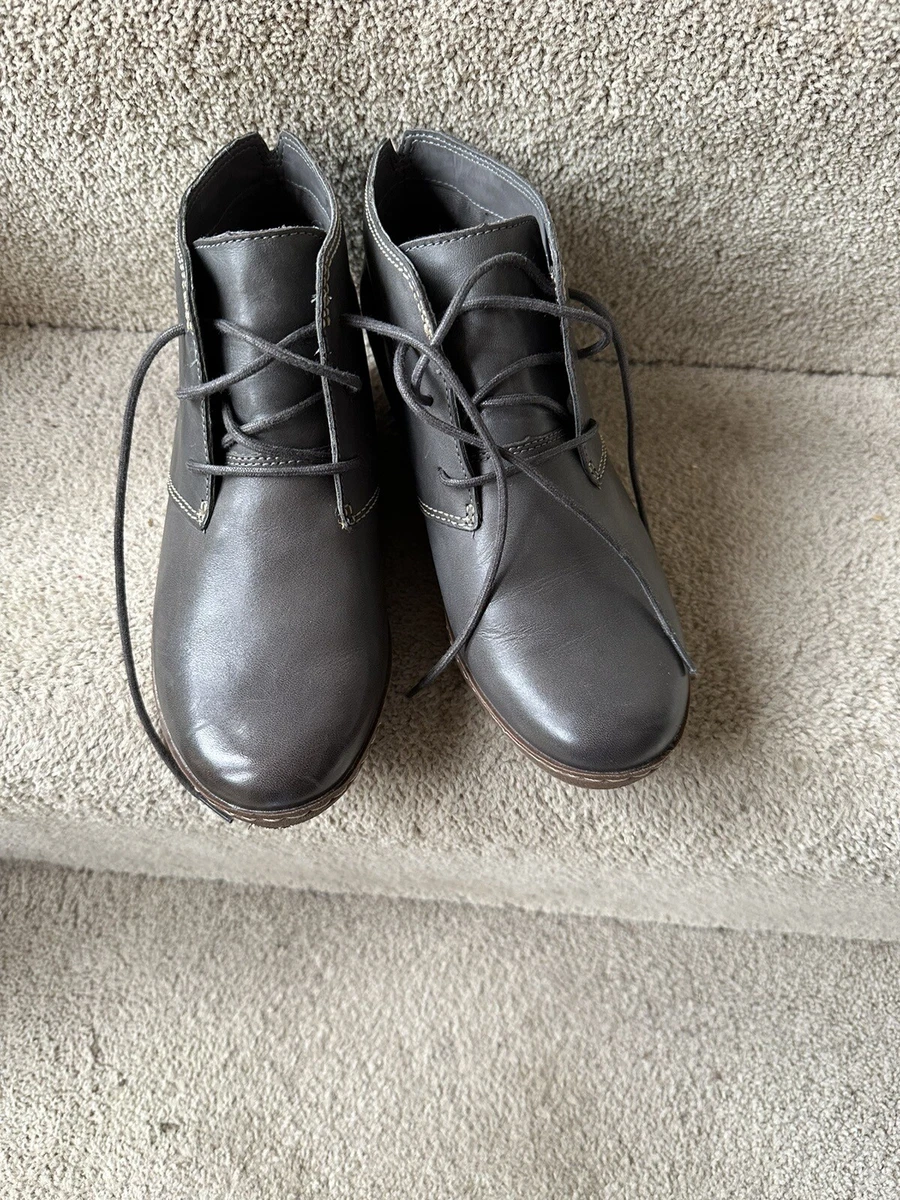 Clarks grey leather boots sales