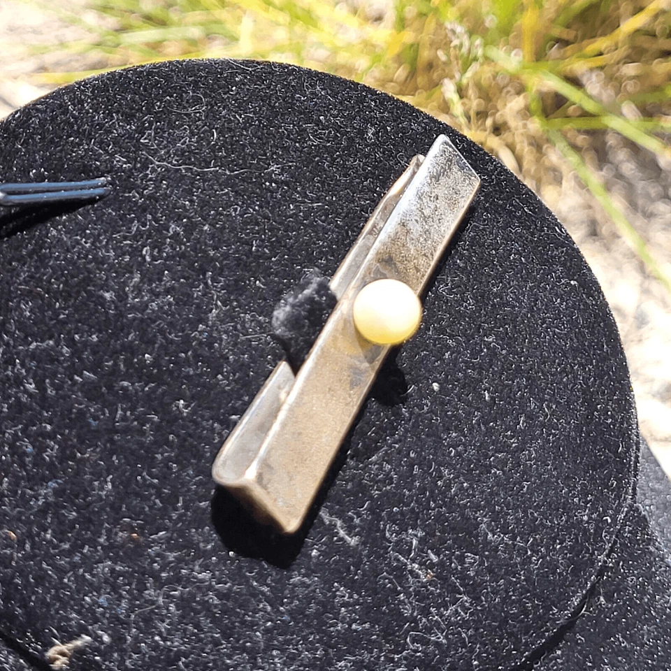 Broche de cabelo vintage prata esterlina e pérola 2" marcado esterlina - Imagem 2 de 4