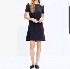 Madewell 100% Silk Dress Size 10 Short Sleeves Gold Sequins Above Knee Black