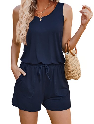 ADOME Summer Rompers for Women Casual Sleeveless Jumpsuit Tank Top Short Romp...