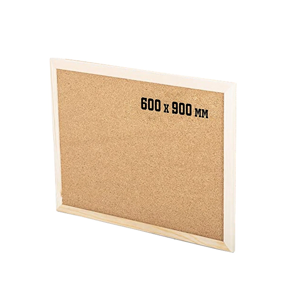 2 Pack 900MM x 600MM Cork Notice Pin Board, Bulletin Wooden Frame Office School - Image 3 of 3