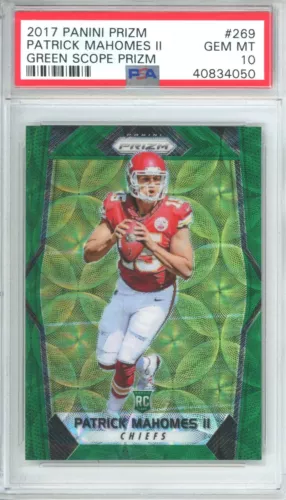 Patrick Mahomes 2017 Prizm #269 Green Scope /99 PSA 10 Gem Mint Rookie Card RC