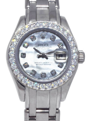 Rolex Datejust Pearlmaster 18k White Gold Diamond MOP Ladies 29mm Watch K 80299