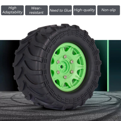 4Pcs 1/10 Scale Rally Car Wheels & Tires - 68mm Green Rims For Traxxas, Tamiya, HPI, Kyosho RC Cars