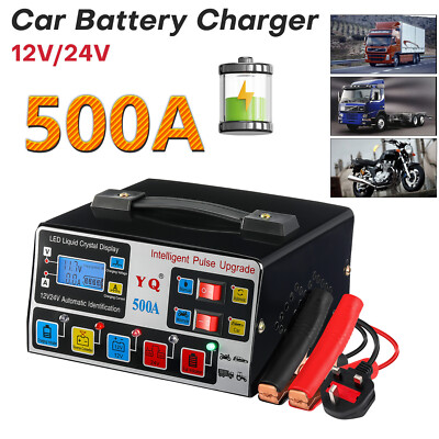 12V 24V Heavy Duty Smart Battery Charger – 30A/15A Pulse Repair, Automatic, LED Display For Car/Truck/Motorcycle