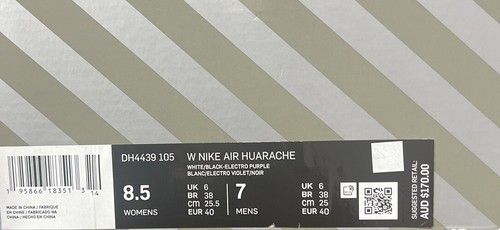 Nike Air Huarache White Purple Casual Shoes Sneakers Womens Size US 8.5 New ✅ - Picture 14 of 14