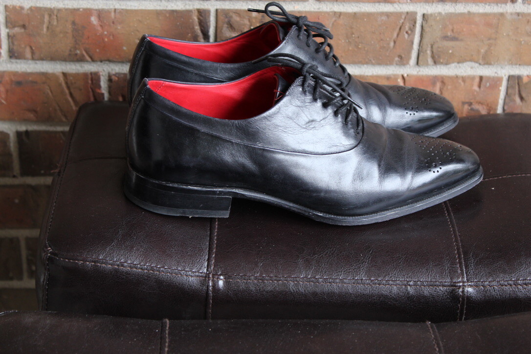Leonardo Mens Shoes Handmade in Italy, Size 41 EUR/ 7 - 7.5 US, Black Leather Men main image 2
