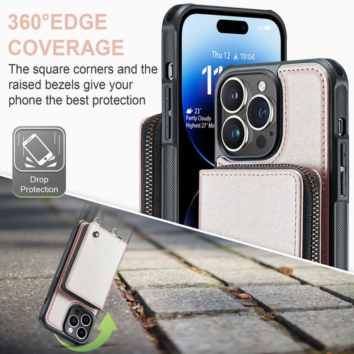 Zipper Card Wallet Leather Case For iPhone 17Air 14 13 12 15 16 11 Pro Max Cover - Picture 18 of 74