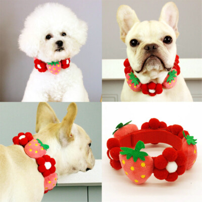 Adjustable Pet Dog Fruit Wreath Collar Dog Flower Necklace Felt Collar Party