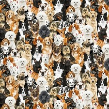 Packed Realistic Dogs Collection Dogs Timeless Treasures Half Yard 18" X 44"