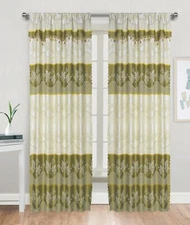 Embossed Maple Rod Pocket Window Curtain Panel Drape 81030