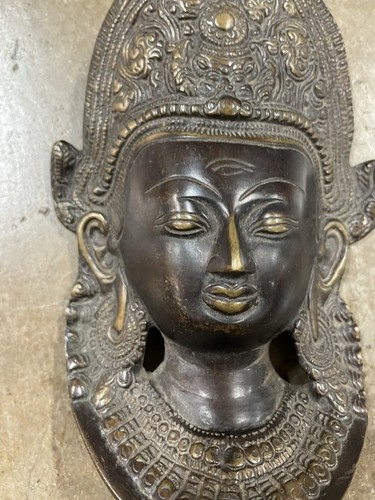 Vintage Tibet Buddhism Bronze Tara Goddess Buddha Head Statue Pendant Hanging - Picture 2 of 7