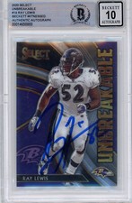 Ray Lewis Autographed 2020 Select Unbreakable #U14 Trading Card BAS Slab 39204