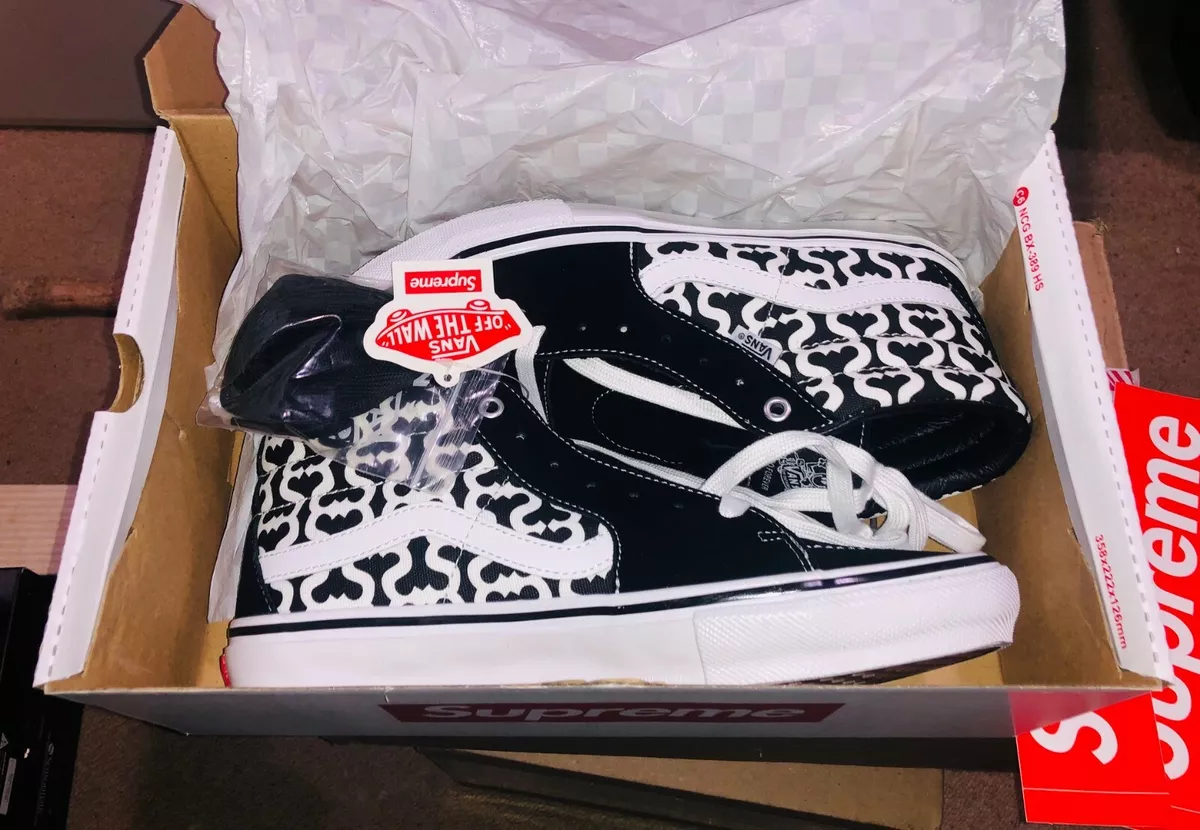 Supreme + Vans Men's Black/White Skate Grosso Mid Size 10 M -  VN0A5KS15XH NEW