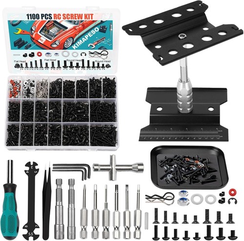 Handy 1100-Piece RC Screw Kit & Work Stand for Traxxas, Axial, Redcat and More - Picture 3 of 8