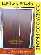  SOLIDOR ROSEWOOD FRENCH DOUBLE  COMPOSITE DOOR OAK PVC FRAME 1480 x  2045