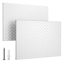 2 PCS 12x16 Inch Metal Pegboard Panels Heavy Duty Garage Wall Organizer Gray