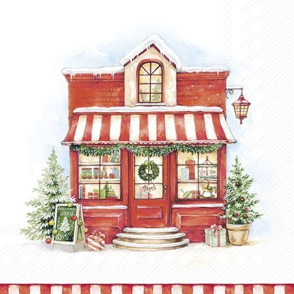 4 x Paper Napkins/33cm/3Ply/Decoupage/Christmas/Shop/Christmas Store/Presents