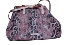 Borsa Cromia Shopper Donna Pitonata Rosa Cipria Floreale Originale Made Italy
