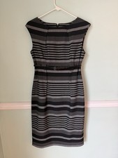 Calvin Klein Shift Stripe Dress Women’s Sz 6 Career Sleeveless Belted