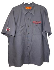 Hellanbach Red Kap Gray Work Shirt Mens XXL Short Sleeve Graphic Back Patch