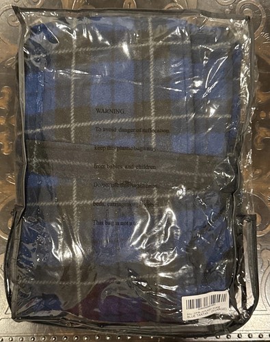 John Christian blau Schottenkaro Fleece Bademantel schwer Polyester Herren XL - Bild 4 von 5