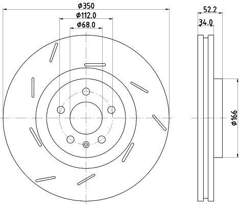 HELLA 8DD 355 134-361 BRAKE DISC Front LH (SINGLE)