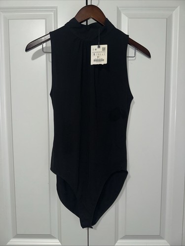 Zara Lightweight Stretch Bodysuit Black NWT S - Picture 1 of 4