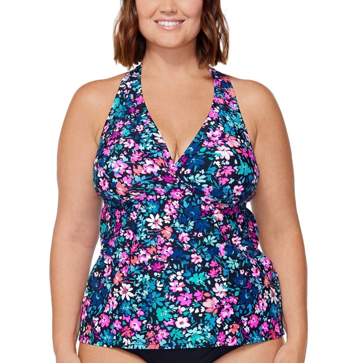 Haut De Tankini Island Escape Hula Honey Taille 8 - Bleu Vert à Volants - Neuf Avec étiquettes