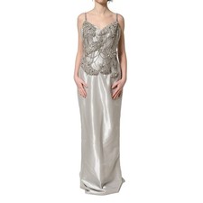 DOLCE & GABBANA Dress Silver Crystal Embellished EveningGown IT40/US6/S 36750usd