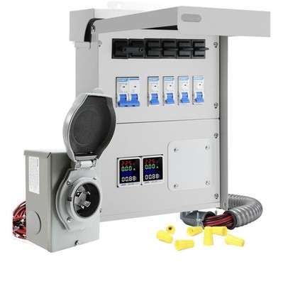 Upgraded 30 Amp 6 Circuit Transfer Switch Kit for Generator w/ 2 Digital Display