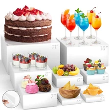 8 Pcs Buffet Food Risers,11" Large Acrylic Dessert Cupcake Table Stands White...