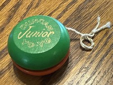 Beautiful Duncan Junior Yo-Yo Wooden Black and Orange Vintage Very Nice See   