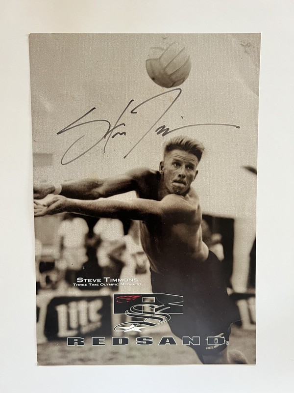Steve Timmons Autographed Volleyball Champion Redsand Signed Photo
