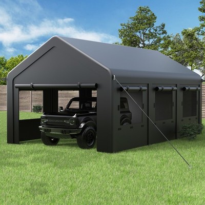 12'x20 'Outdoor Carport Canopy, Portable Garage Shelter with Side-Opening Door