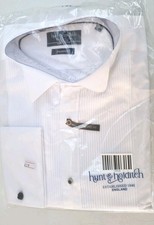 Hunt Holditch Pleated Evening Shirt Mayfair white cotton, Size 17cm 43cm.
