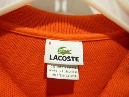 Lacoste Polo Shirt Mens Short Sleeve Size 8 2XL Color ORANGE - Photo 2/8