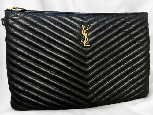 Yves Saint Laurent Clutch Multicolor Leather 35cm Bag Women Used