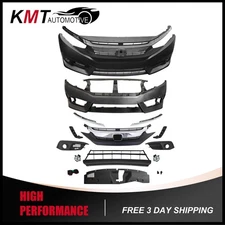Complete Front Bumper W/ Fog Lights Kit For 2016 2017 2018 Honda Civic Model