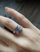 925 Sterling Silver Ring AQUAMARINE CZ S6 March Birthstone