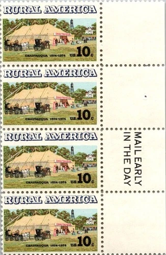 US STAMP VINTAGE POSTAGE : Scott #1505 Rural America 1974 10c Plate Block 6 *MNH