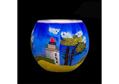 Leuchtglas Windlicht Kerzenhalter Glas Teelicht Votivgl. 11cm Lighthouse3 21017